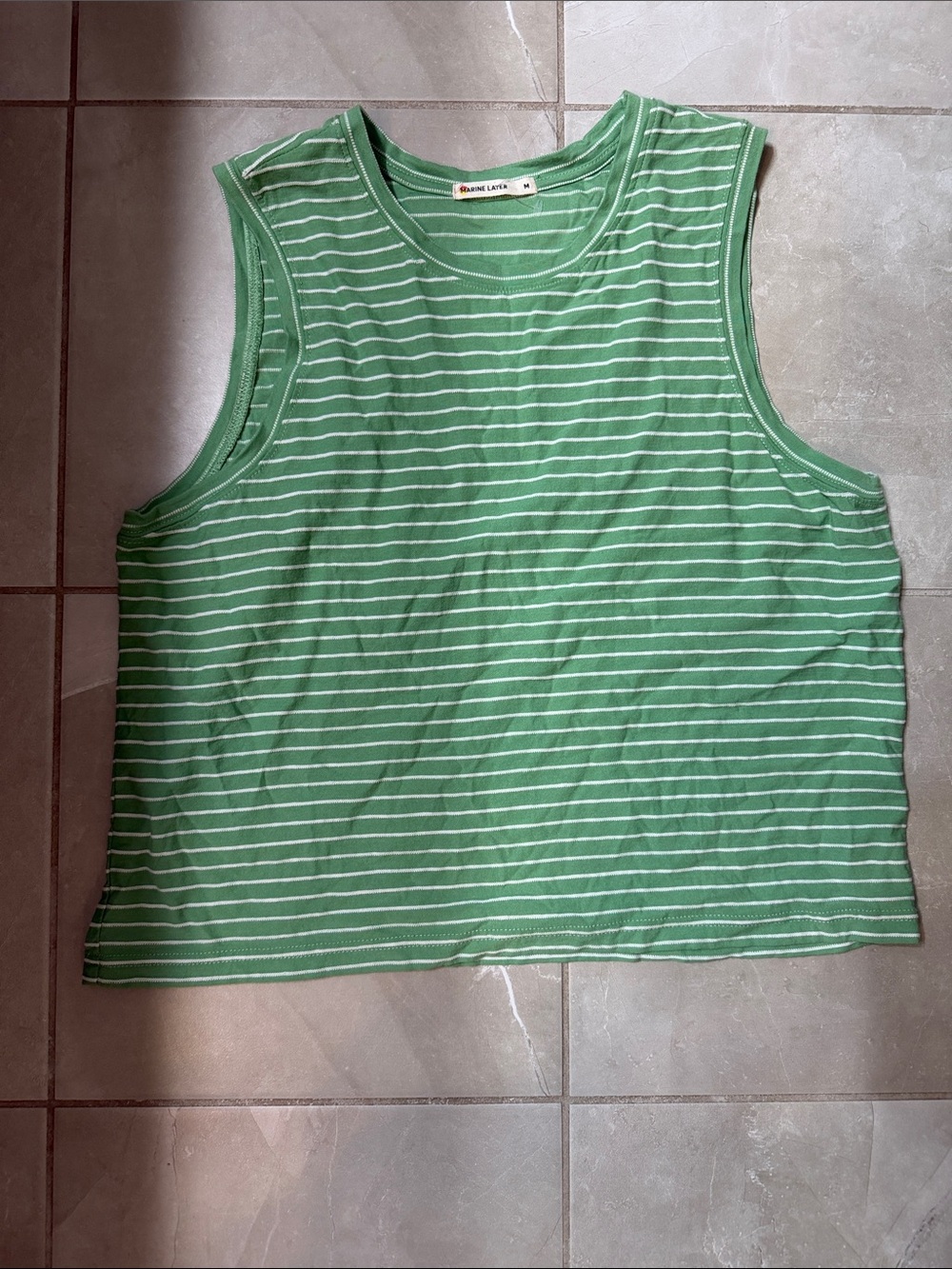 Marine Layer Green and White Striped Tank
